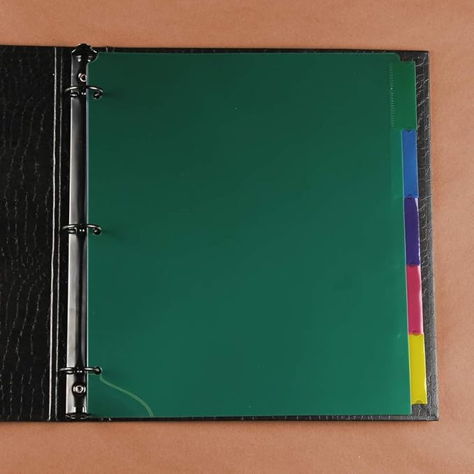 JAM PAPER Plastic Index 5-Tab Dividers - 9 3/4 x 11 1/2 - Assorted Multi-Color - 2 Packs of 5 Tabs/Set