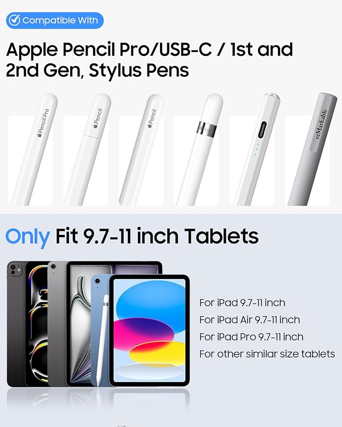 Fintie Detachable Pencil Holder with Elastic Band for iPad Case - Elastic Stylus Pouch Compatible with Apple Pencil Pro, Apple Pencil (USB-C / 1st / 2nd Gen) and Other Similar Size Stylus, Black