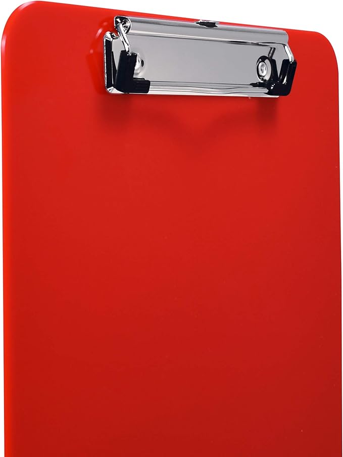 Better Office Products Red Plastic Clipboards, 12 Pack, Durable, 12.5 x 9 Inch, Low Profile Clip, Red, Set of 12