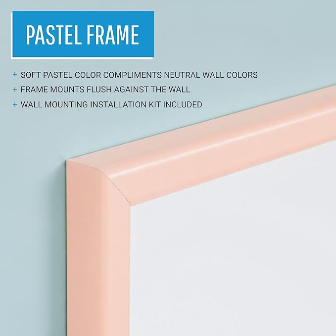 MasterVision Pastel Magnetic Dry Erase White Board, 16" x 12", Salmon Pink Frame, Decorative Whiteboard for Kitchen, Dorm, or Classroom, Wall Décor for Home Office