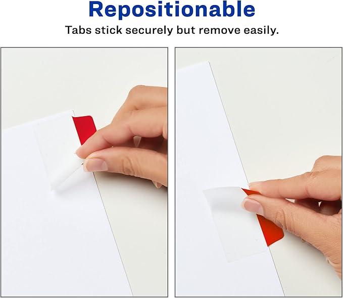 Avery Multiuse Ultra Tabs, 2" x 1.5", 2-Side Writable, Red/Blue/Green, 24 Repositionable Tabs (74754)