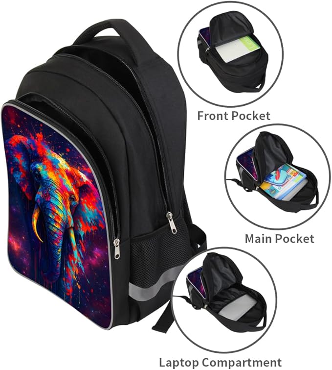 School Backpack for Boys 17" Boys Backpack for Kids Children Teens Elementary Middle School - Students Bookbag Ages 6-18 Travel Back Pack Elephant