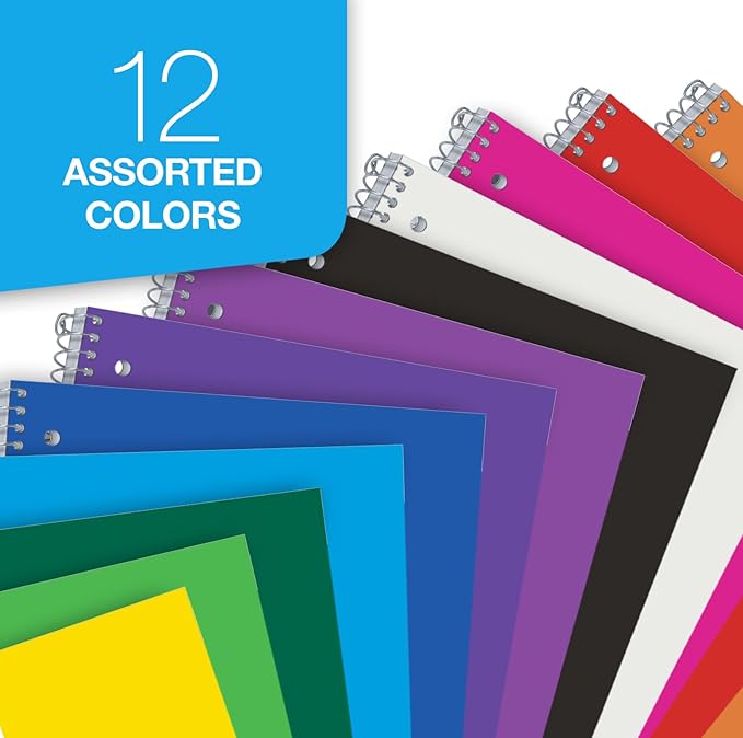 Oxford Spiral Notebook 8.5 X 11, Water Resistant Cover, 100 Sheets, College Ruled, 1 Subject - Pack of 12