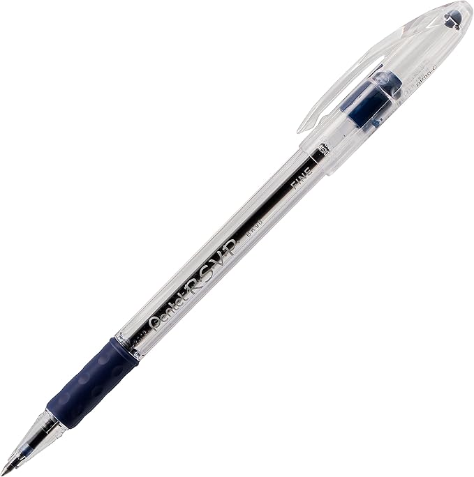 Pentel R.S.V.P. Ballpoint Pen, Fine Line, Blue Ink (BK90BP2C) (Pack of 1, 2 Count Total)