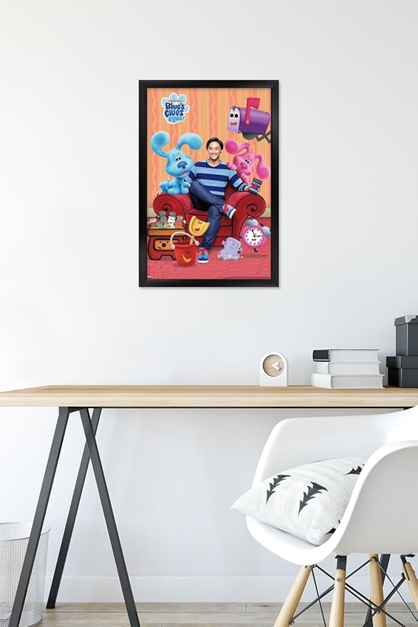 Nickelodeon Blue's Clues - Group Wall Poster, 22.4L" x 14.7W", Black Framed Version