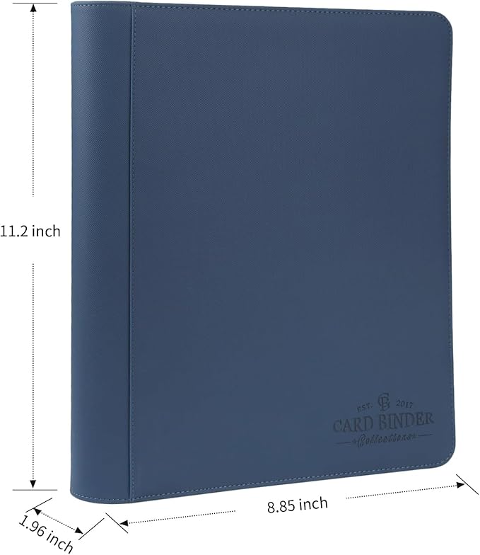 Toploader Binder,Toploader Hard Cases, 4-Pocket Pages Sleeves Hold up 128 Cards.Toploader Card Binder with Sleeves for “3×4” rigid，Card Holder(blue)
