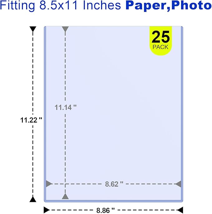 25-Pack 8.5 x 11 Inch Document Toploaders - Premium Rigid Topload Holders, Transparent Blue Top loaders, Hard Plastic Page Sheet Protectors for Birth Certificate, Photos, Artwork, Prints