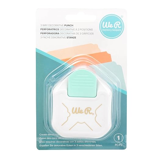 We R Memory Keepers 3 Way Decorative Corner Punch, White, Paper Punches for Crafts, Scrapbook Pages, Photo Corners, Home Décor Projects, Journaling, Invitations, Card Making, and More