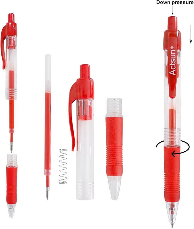 Red Gel Ink Pens, 12 Pcs, Fine Point, Smooth Writing, Retractable, 0.8 Mm, Gift for Women & Men, Journaling, School & Office Supplies