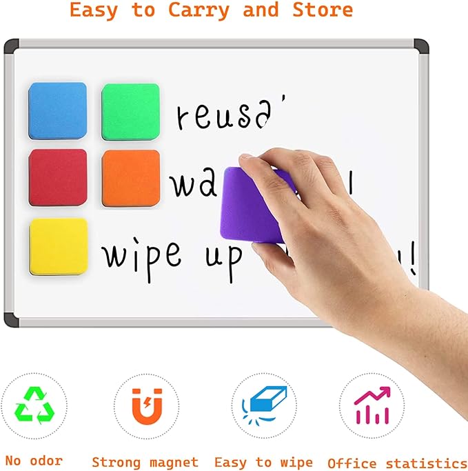 Dry Erase Erasers, AWOWZ 48 Pack Mini Magnetic Whiteboard Dry Eraser Chalkboard Cleaner Bulk for Home, Office and Classroom Teacher Kids Supplies (8 Color, 2 x 2 x 0.79 Inch)
