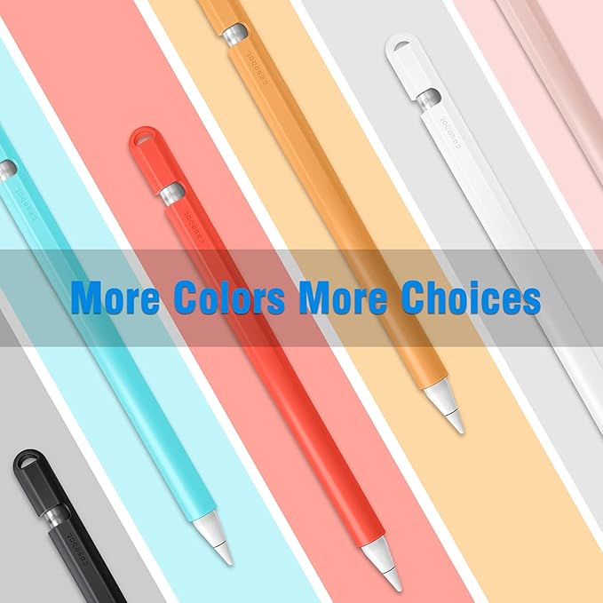 Fintie Silicone Sleeve Compatible with Apple Pencil 1st Generation, Ultra Light Pen Skin Case Cover Soft Protective Pencil Grip Holder with 2 Nib Covers & Cable Adapter Tether, Black