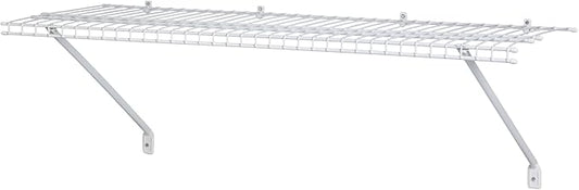 ClosetMaid Wire Shelf Kit with Hardware, 4 Ft. Wide, for Pantry, Closet, Laundry, White Vinyl Finish