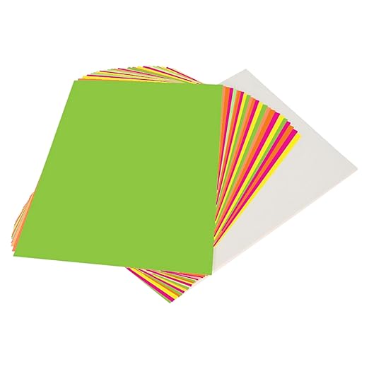 School Smart Poster Board Paper, White and Assorted Neon Colors, 12 pt Thick, for Posters, Signs, Crafts, Displays, Classroom Projects, 11 x 14 Inches, 50 Pack