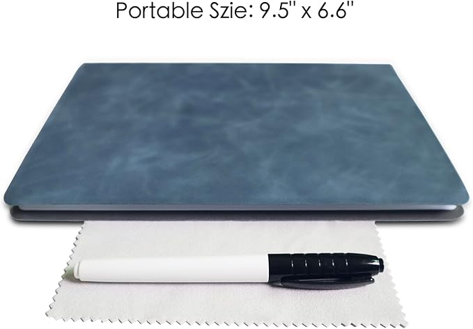 Portable Small Dry Erase Board Whiteboard Notebook Handheld, Reusable White Board Dry Erase Notebook for Desk, at Home Office Study Essentials-9.5" x 6.6" (Blue)
