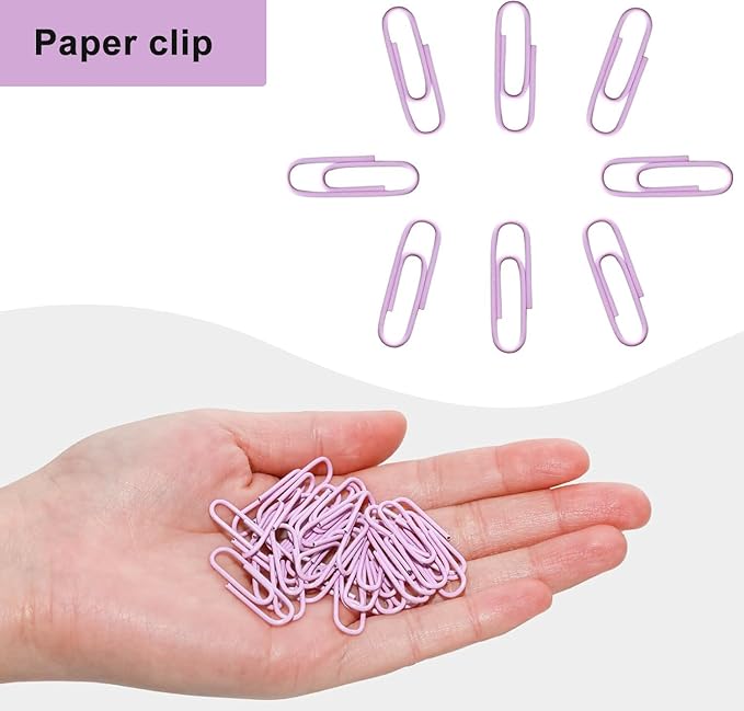 Macaron Colored Paper Clips, 1.1" Medium Paper Clip（28mm, 600pcs Paperclips for Office Supplies and Organization (Purple)