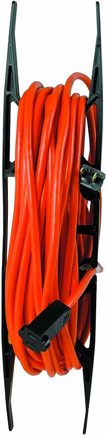 Woods Light Duty Extension Cord Wrap - Holds Up to 100 Feet of 16/3 Cord - Durable H-Frame Cord Reel with Built-In Carrying Handle - Black