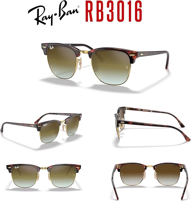 Ray-Ban RB3016 CLUBMASTER Sunglasses For Men For Women +BUNDLE with ACCESSORY EYEWEAR KIT