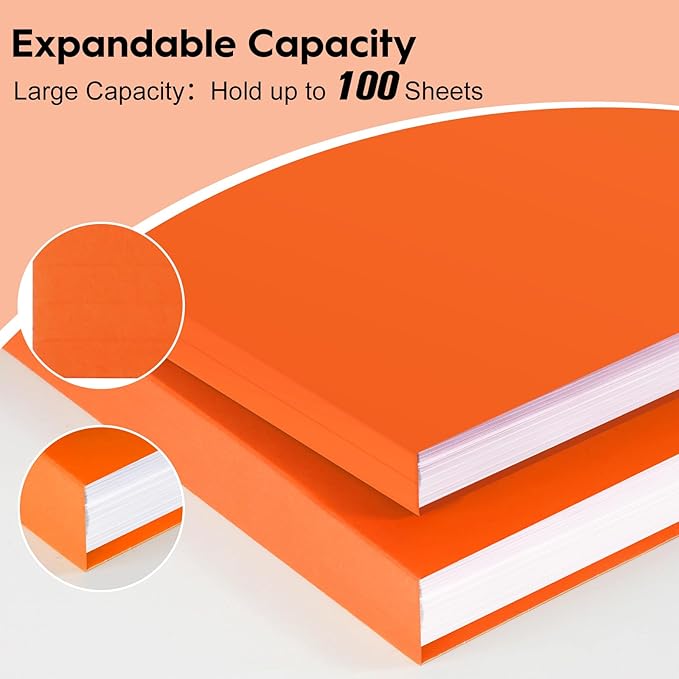 100-Pack Color File Folders, 1/3 Cut Tab, Letter Size Manilla Folder for School/Office/Classroom, Orange