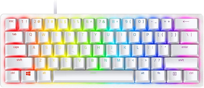 Razer Huntsman Mini 60% Gaming Keyboard: Linear Optical Switches - Rapid Trigger Mode - Chroma RGB Lighting - PBT Keycaps - Onboard Memory - Snap Tap - White