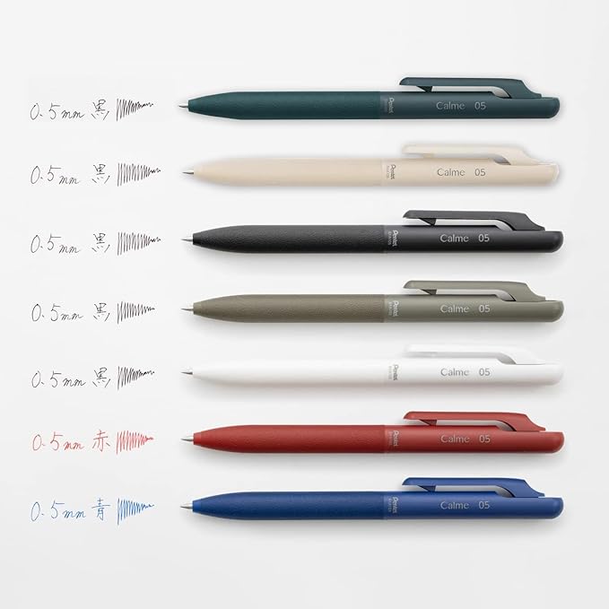 Pentel Oil Based Ballpoint Pen, Calme 0.5mm, Grayish, White, Black Ink, 10 Count BXA105W-A