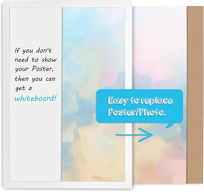 White Hidden Board, Enclosed Whiteboard with Wooden Frame, 20x30in Poster Frame and Functional Whiteboard for Office, Home(Poster Not Included)