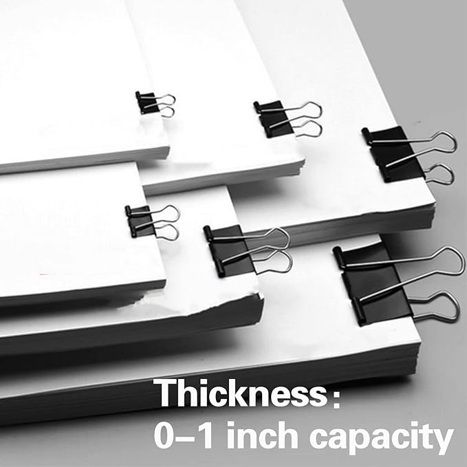 Binder Clips Paper Clamps 300 Pack Assorted Sizes (Black), Jumbo, Large, Medium, Small, Mini and Micro,6 Sizes for Office, School and Home