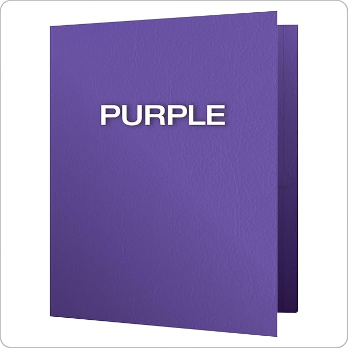 Oxford Two Pocket Folders, Textured Paper, Purple, For School, Home, and Office, Letter Size, 25 Per Box (57514EE)
