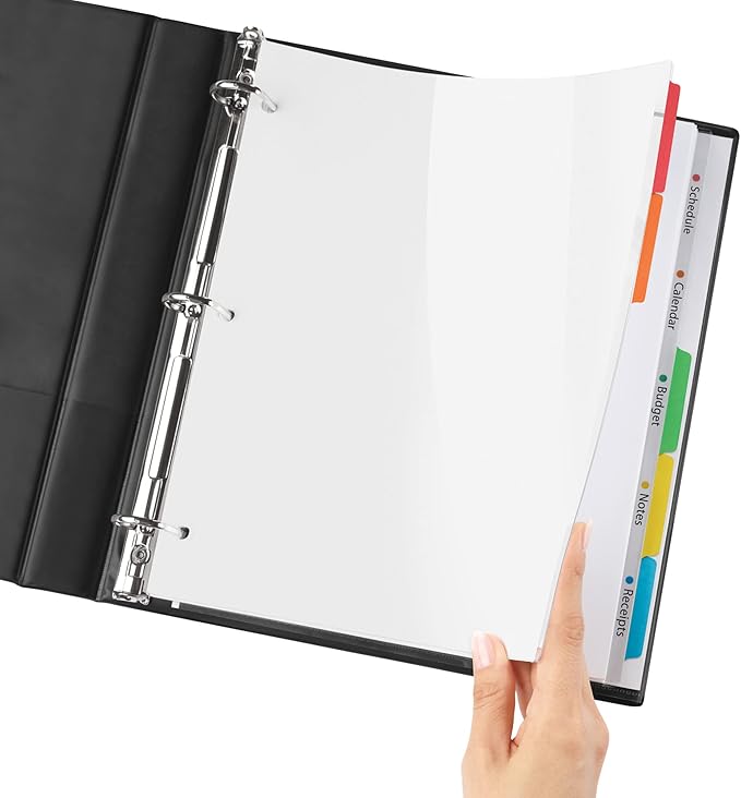 Avery Clear Easy View Durable Plastic Dividers for 3 Ring Binders, 5-Tab Set, Bright Multicolor, 1 Set (16740)