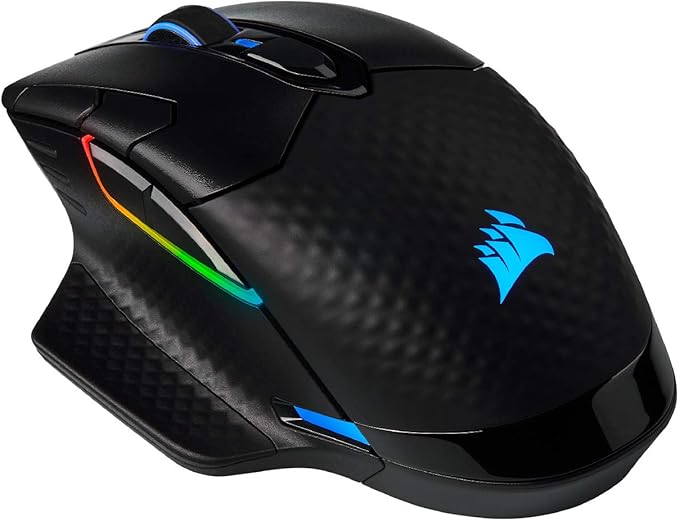 Corsair Dark CORE RGB PRO Wireless/Wired FPS MOBA Gaming Mouse – 18,000 DPI, Fast Response Time, 8 Programmable Side Buttons, Dynamic Multi-Color Backlighting – Black