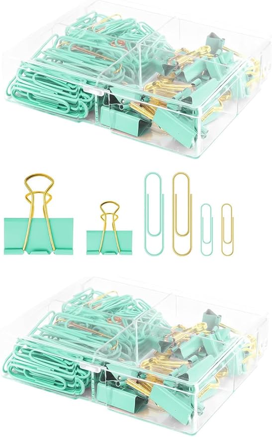 Cute Paper Clips Binder Clips Combo Set, Assorted Size Paper Clips for Office, Cute Office Supplies Set,