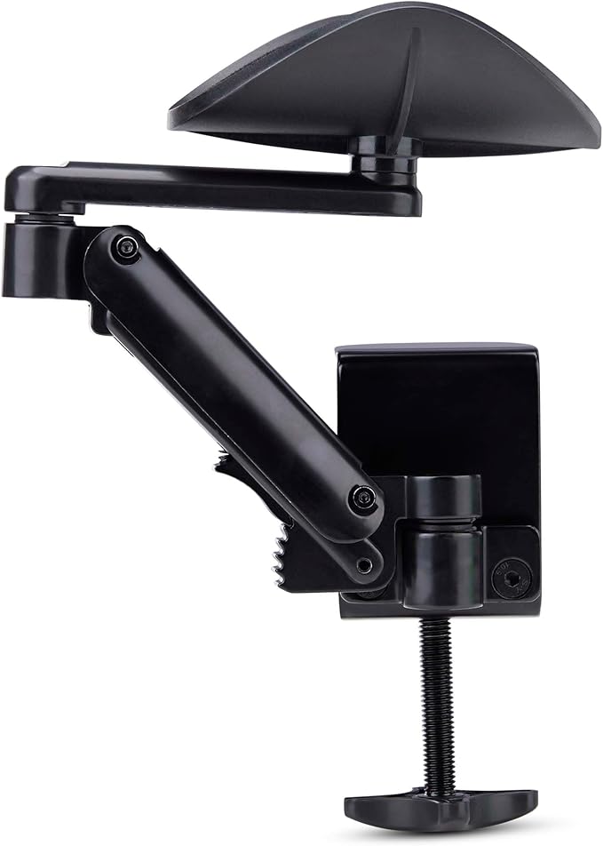 StarTech.com Adjustable Arm Rest for Office Desk, Ergonomic Arm/Elbow Support, 360-Degree Rotation, Clamp-On/No Drill Install