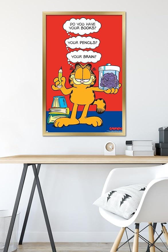 Garfield - Brain Wall Poster, 34L" x 22.4W", Gold Framed Version