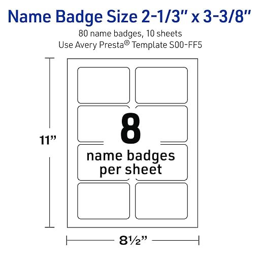 Avery Printable Christmas Adhesive Name Badges, Rectangle, 2-1/3" x 3-3/8", Pre-Printed Teal & Metallic Gold Border with Holly Design, Matte White, Laser & Inkjet Compatible, 80 Total