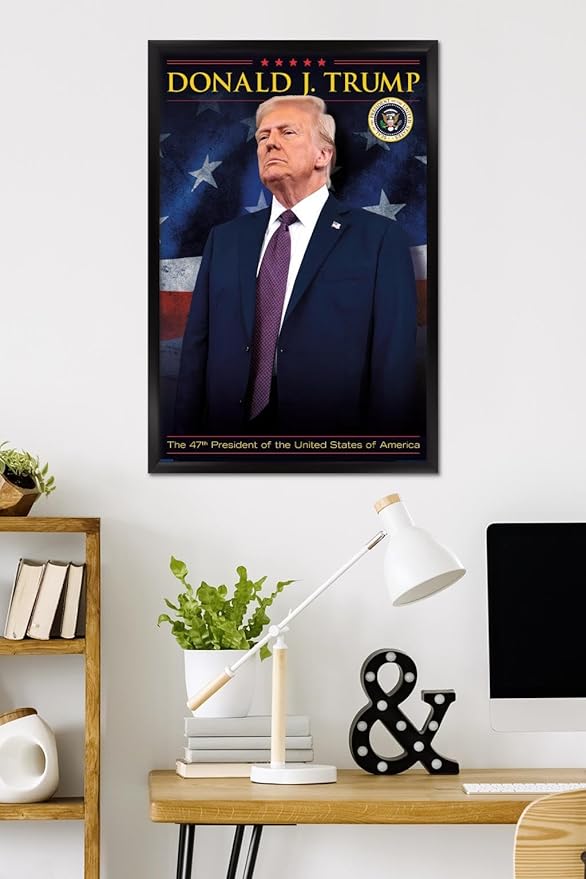 President Donald Trump - 47th President Wall Poster, 34L" x 22.4W", Black Framed Version
