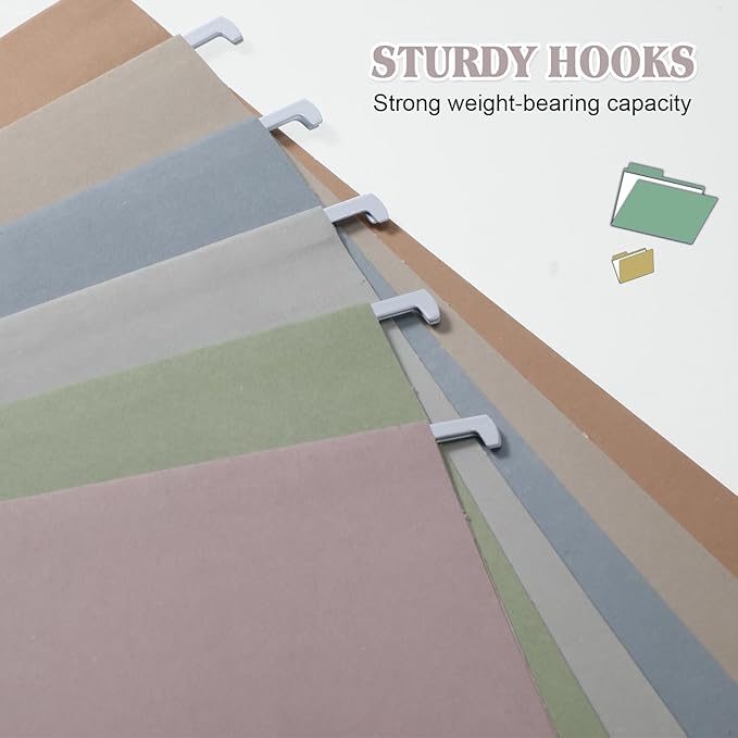 12 Pack Decorative Hanging File Folders, Letter Size with Tab, 6 Color Assorted for Filing Cabinet Office Supplies(Classic Color)