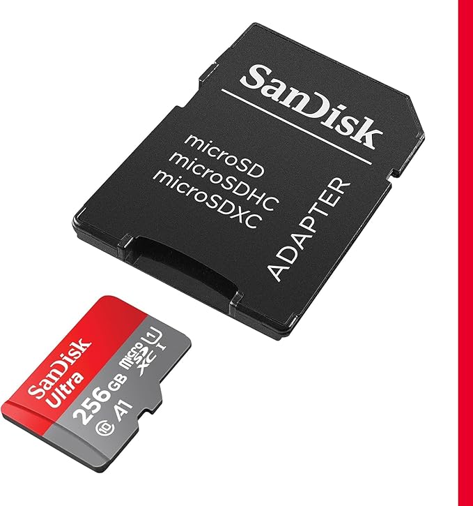 SanDisk 256GB Ultra microSDXC UHS-I Memory Card with Adapter - Up to 150MB/s, C10, U1, Full HD, A1, MicroSD Card - SDSQUAC-256G-GN6MA
