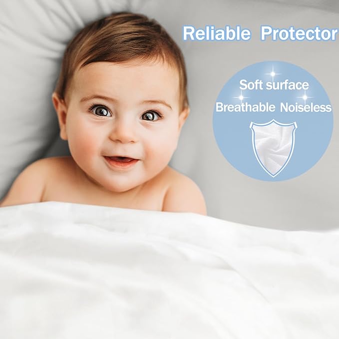 Full Size Waterproof Mattress Protector - Noiseless, Breathable, Machine Washable Fitted Mattress Cover with Deep Pocket up to 5”-21”（Light Grey）