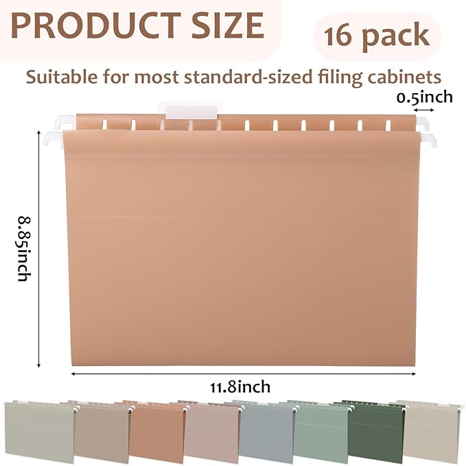 gisgfim 16pack Poly Plastic Hanging File Folders Letter Size 11.8 x 8.85 Inches File Folders Filing Cabinet Organizer Ideal for Home and Office Organization and Papers Classification Morandi Colors