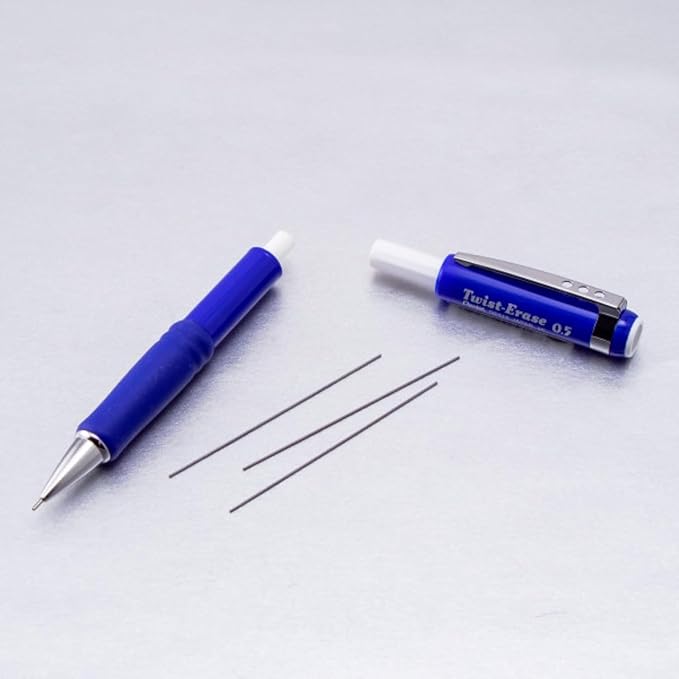 Pentel Twist Erase III Premium Mechanical Pencils 0.5mm - Pack of 3 (Green, Blue & Violet)