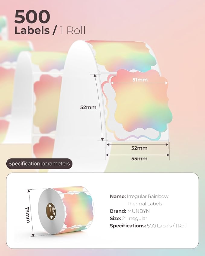 Rainbow Thermal Label Stickers+Shipping Label Holder