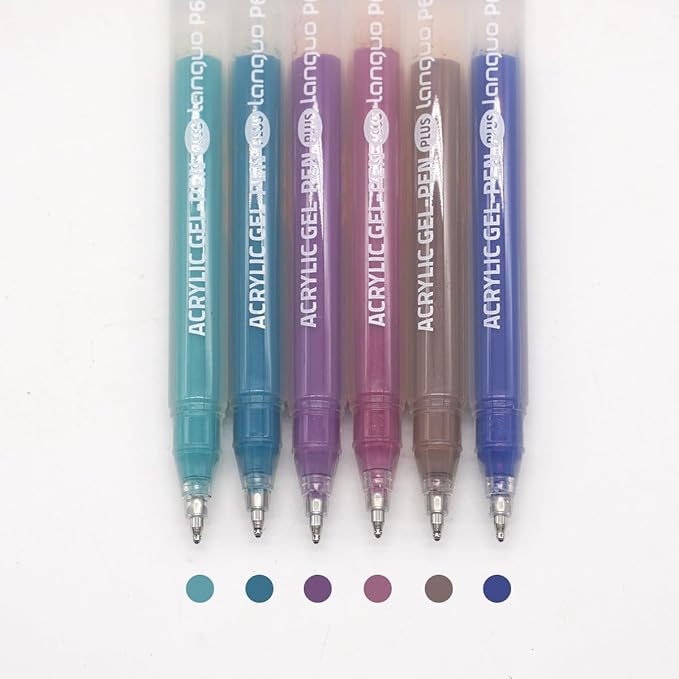 Acrylic Gel Pens for Coloring Books, Quick Dry 6 Pcs 1.0mm Fine Point Gel Marker Pen for Drawing, Journaling Art, Black