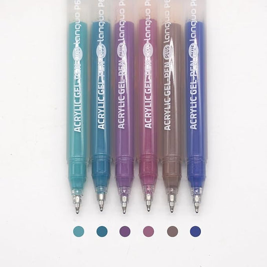 Acrylic Gel Pens for Coloring Books, Quick Dry 6 Pcs 1.0mm Fine Point Gel Marker Pen for Drawing, Journaling Art, Black