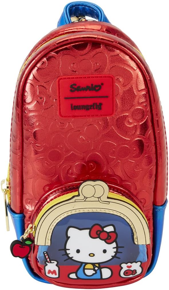 Loungefly Sanrio Hello Kitty 50th Anniversary Coin Bag Metallic Stationery Mini Backpack Pencil Case
