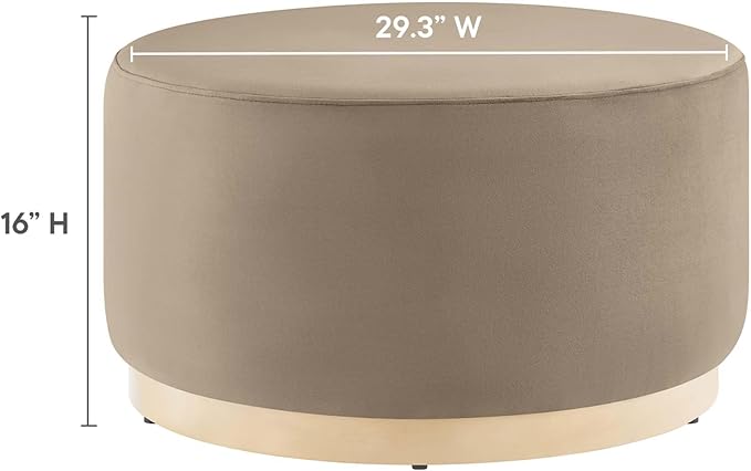 Modway Large 29" Round Performance Velvet Upholstered Upholstered Ottoman