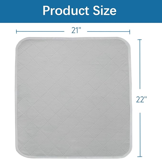 Waterproof Chair Pads for Incontinence Washable 22'' x 21'', 2 Pack Absorbent Seat Protector Pee Pads for Adults, Elderly, Kids, Toddler and Pets, Grey and Navy