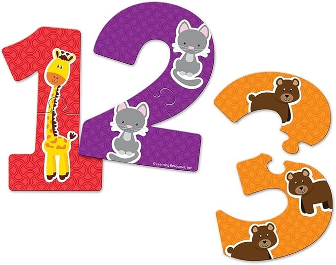 Learning Resources Number Puzzle Cards, Early Number Recognition, Toddler Puzzle, 20 Self-Correcting Puzzles, 40 Pieces, Ages 3+