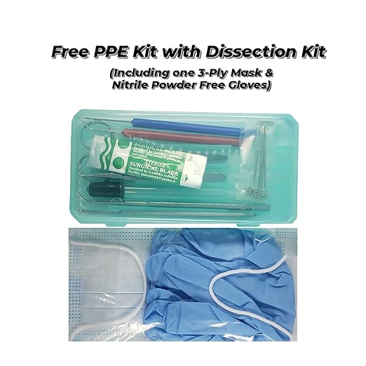 Precision Plus Dissection Kit - 24-Piece Biology Kit - 9 Stainless Steel Instruments - Extra Blades & T-Pins - Biology Students & Faculty – Assorted Color Cases