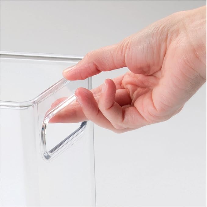 mDesign Tall Plastic Office Storage Bin with Handles - Organizer Bins for Cabinets, Drawers, Desks, Workspace - Containers and Baskets for Pens, Pencils, Highlighters and Notebooks - 2 Pack - Clear