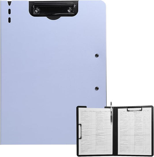 Clipboard Folder, A4 Foldable Clipboard with Horizontal and Vertical Double Metal Clips, 360 Degree Foldable Binder Clipboards with Pen Holder, File Cover Work Folder Clipboards, Purple