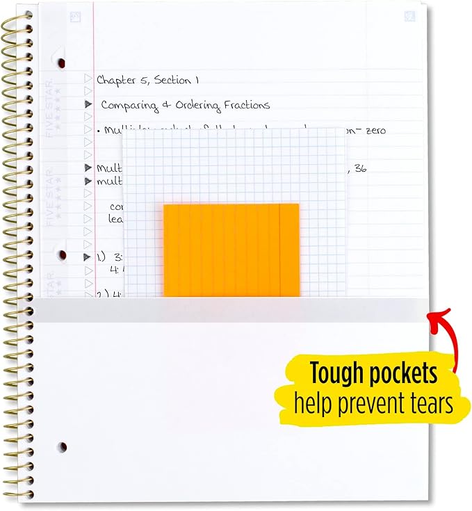 Five Star Spiral Notebook + Study App, 1 Subject, College Ruled Paper, 8-1/2" x 11", 80 Sheets, 1 Count, Selected Design Will Vary (820156F)